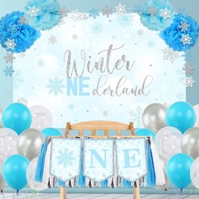 Winter Onederland Birthday Decorations Winter Onederland Highchair Banner Winter Onederland 1st Birthday Boy Decorations Highchair Banner Balloon Garland for Winter Baby 1st Birthday Party(Purple)