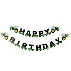 Tractor Happy Birthday Bunting Banner, Tractor Themed Birthday Party Supplies for Baby Shower Party, Birthday Party Decoration,Green