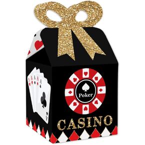 Big Dot of Happiness Las Vegas - Square Favor Gift Boxes - Casino Party Bow Boxes - Set of 12
