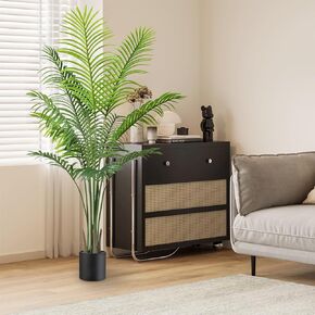 6ft Artificial Palm Tree Indoor Decor with 15Trunks Plant Tall Fake Tropical Palm Tree in Pot Faux Areca Palm Tree for Home Office Living Room Decor Gift（1pack
