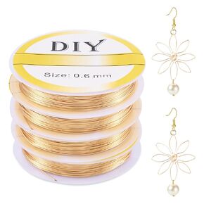 Beadthoven 262 Ft 14K Gold Filled Wire 28 Gauge 0.3mm Dead Soft Round Gold Filled Brass Wire for Crafts Wire Wrap Jewelry Making Supplies