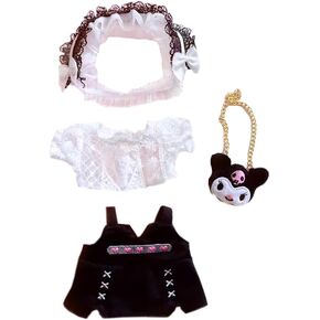 niannyyhouse 20cm Plush Doll Clothes Loose Headwear White Shirt Black Skirt Backpack 8in Soft Stuffed Plush Toy Accessories Dress Up