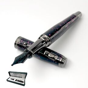 Monteverde Invincia Vega Starlight Purple Fountain Pen - Flex Nib, Artistic Design, Expressive Writing Instrument
