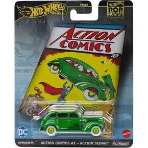 Hot Wheels Model Car Superman Action Comics 1 Action Sedan - Die Cast Scale 1:64 - Length 8 cm - HVJ50 - Series Pop Culture