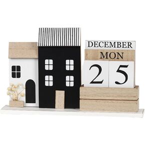Desk Calendar Wooden Countdown Plaque Ornament Perpetual Calendar Wood Block Daily Calendar for 2025 New Year Home Office Display Decor