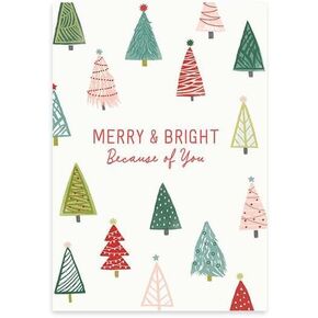 Hallmark Business Bulk 25 Pack Christmas Cards for Employees & Staff (Merry & Bright Colorful Trees), 5 x 7 Cards, Message Inside, Envelopes Included