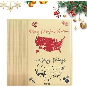 10PCS 2024 Merry Christmas America Card, America Christmas Card, Funny Greeting Cards Holiday Cards Xmas Gifts