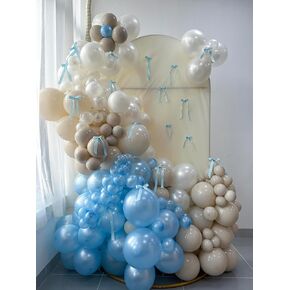 185pcs Double Stuffed White Sand Balloon Arch kit with Black Bows, Pearl White Balloons Different Sizes 18" 12" 10" 5" for Birthday Wedding Bridal Shower Party Baby Shower Decoration
