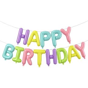 Rainbow Happy Birthday Balloons Banner,16 Inch Mylar Foil Letters Set,Inflatable Reusable Party Decor,for Women,Men,Kids Boys & Girls Birthday DIY Decorations Party Supplies