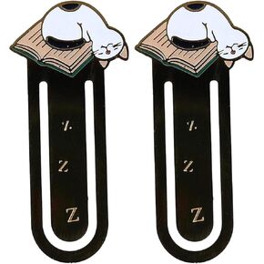 2Pcs Black Cute Sleeping Cat Metal Bookmark for Cat Lovers Book Marker Lovely School Office and Home Supplies Bookmarks Book Covers and Book Accessories