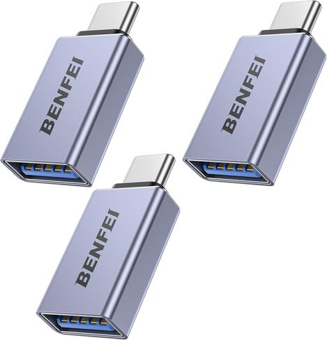 BENFEI 5 Pack USB C to USB 3.0 Adapter, USB C to A Male to Female Adapter Compatible with iPhone 15 Pro/Max, MacBook Pro/Air 2023, iPad Pro, iMac, S23, XPS 17, Surface Book 3 and More - Gray in Kuwait