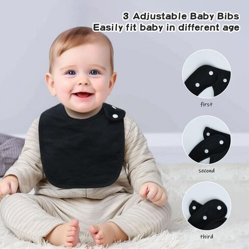 8 Pack Baby Bibs Unisex Adjustable with Snaps Ultra Soft Absorbent Drooling Teething for Boys and Girls in Saudi Arabia