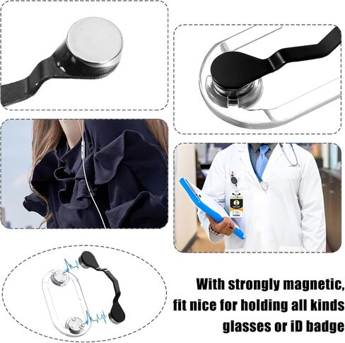 Magnetic Eyeglass Holder, 2 Pcs Magnet Pin, Lightweight Name Tag and Pins for Clothes Shirt Magnetic Reading Glasses Holder Name tag Badge Holder Sunglass Holder ID Badge(Black) in Saudi Arabia