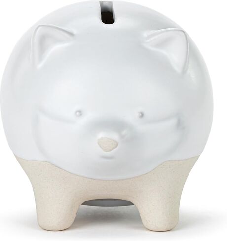 DEMDACO 5004820134 Clever Little Saver Classic White and Tan 4 x 3.5 Inch Stoneware Piggy Savings Money Coin Bank Fox in Kuwait