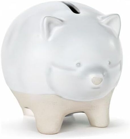 DEMDACO 5004820134 Clever Little Saver Classic White and Tan 4 x 3.5 Inch Stoneware Piggy Savings Money Coin Bank Fox in Kuwait
