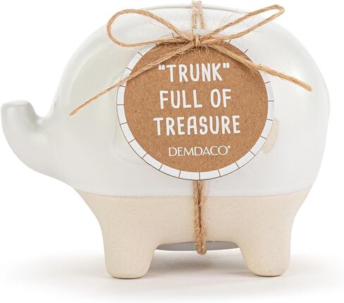 DEMDACO 5004820134 Clever Little Saver Classic White and Tan 4 x 3.5 Inch Stoneware Piggy Savings Money Coin Bank Fox in Kuwait