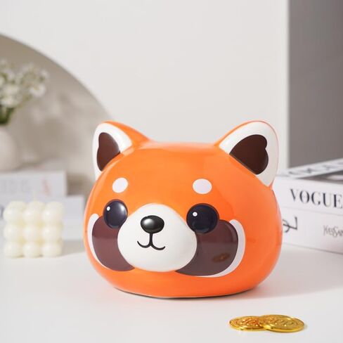Red Panda Ceramic Piggy Bank for Adults Must Break to Open,Kids Piggy Bank for Boys,Alcancias De Dinero para Adultos Niños,Girls Money Saving Box Jar,Coin Bank,Piggy Bank for Kids in Saudi Arabia