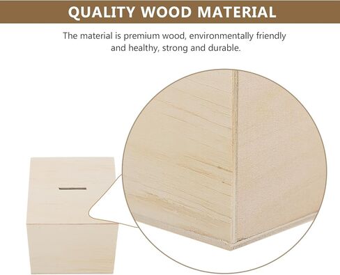 منظم تخزين ألعاب الأطفال من jojofuny 3 قطع من بنك الخنزير الخشبي غير المكتمل، صندوق نقود من الخشب الطبيعي، بنك الخنزير المنزلي، يمكنه فقط حفظ بنك الخنزير الذي لا يمكن إخراجه من مكعبات تخزين الألعاب in Kuwait