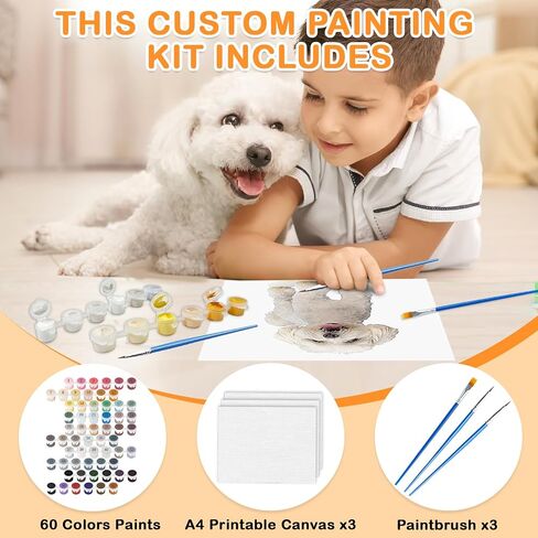 Dinonano Custom Paint by Number Kit, Personalize Paint Your Photo by Numbers, DIY Printable Canvas for Adults Beginner, Customized Painting by Numbers Set -3 Canvas & 60 Colors Paints in Saudi Arabia