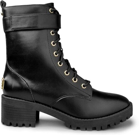 Juicy Couture Women's Lace Up Lug Sole Hiker Booties with Faux Fur Cuff, Winter Fashion Ankle Boots, Outdoor Hiking Shoes in Saudi Arabia