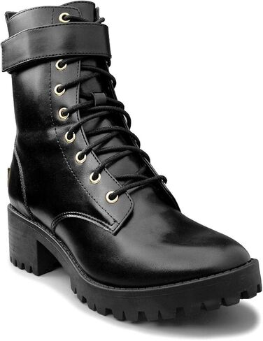 Juicy Couture Women's Lace Up Lug Sole Hiker Booties with Faux Fur Cuff, Winter Fashion Ankle Boots, Outdoor Hiking Shoes in Saudi Arabia
