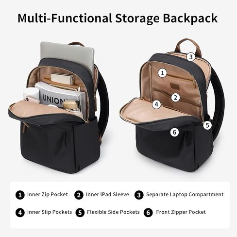 GOLF SUPAGS Laptop Backpack for Women Work Travel Backpacks Computer Bag Casual Daypack Fits 14 Inch Notebook (Black) in Saudi Arabia