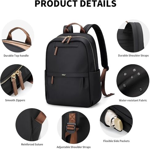 GOLF SUPAGS Laptop Backpack for Women Work Travel Backpacks Computer Bag Casual Daypack Fits 14 Inch Notebook (Black) in Saudi Arabia