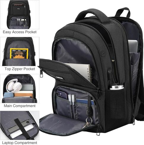 Laptop Backpack for Men Women,College School Bookbags Computer Bag Gift for Teenage Boys Girls,Business Travel Back Pack Anti Theft with USB Charging Port Fits 15.6 Inch Notebook,Water Resistant in Kuwait