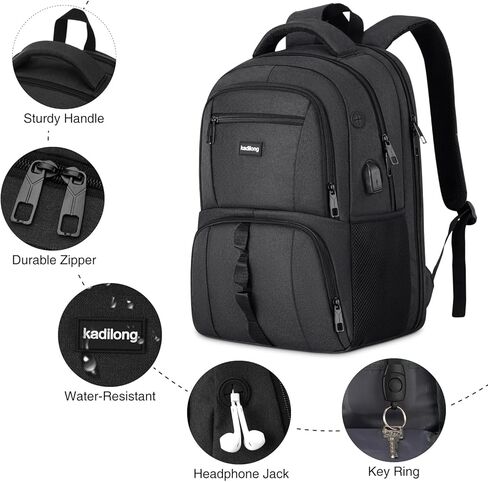 Laptop Backpack for Men Women,College School Bookbags Computer Bag Gift for Teenage Boys Girls,Business Travel Back Pack Anti Theft with USB Charging Port Fits 15.6 Inch Notebook,Water Resistant in Kuwait