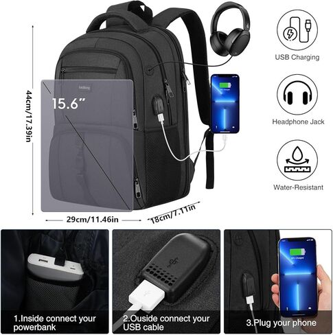 Laptop Backpack for Men Women,College School Bookbags Computer Bag Gift for Teenage Boys Girls,Business Travel Back Pack Anti Theft with USB Charging Port Fits 15.6 Inch Notebook,Water Resistant in Kuwait