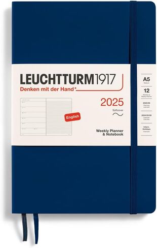 LEUCHTTURM1917 - مخطط أسبوعي ودفتر ملاحظات 2025، غلاف ناعم، متوسط ​​(A5)، أسود (1 يناير - 31 ديسمبر 2025) in Kuwait