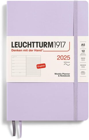 LEUCHTTURM1917 - مخطط أسبوعي ودفتر ملاحظات 2025، غلاف ناعم، متوسط ​​(A5)، أسود (1 يناير - 31 ديسمبر 2025) in Kuwait