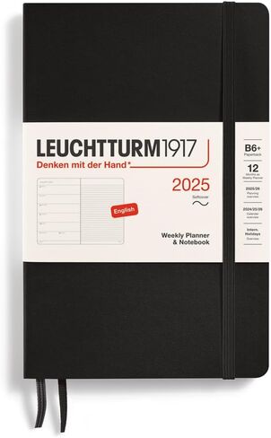 LEUCHTTURM1917 - مخطط أسبوعي ودفتر ملاحظات 2025، غلاف ناعم، متوسط ​​(A5)، أسود (1 يناير - 31 ديسمبر 2025) in Kuwait
