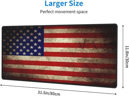 Vintage American Flag Rustic Mouse Pad XL Extended Mouse Mat, Non Slip Rubber Base Stitched Edge Gaming Pc Desktop Large Mice Pad 31.5 X 11.8 Inch in Saudi Arabia