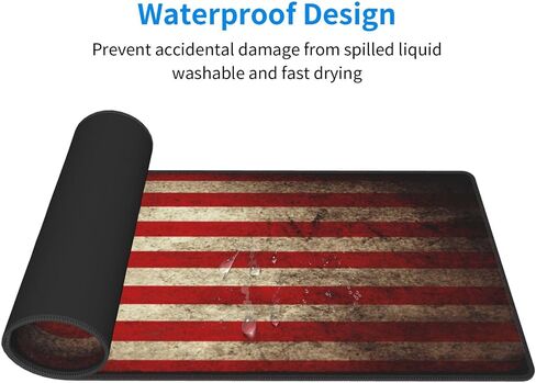 Vintage American Flag Rustic Mouse Pad XL Extended Mouse Mat, Non Slip Rubber Base Stitched Edge Gaming Pc Desktop Large Mice Pad 31.5 X 11.8 Inch in Saudi Arabia