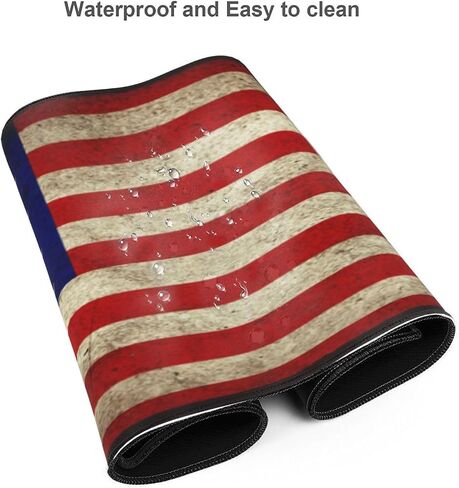Vintage American Flag Rustic Mouse Pad XL Extended Mouse Mat, Non Slip Rubber Base Stitched Edge Gaming Pc Desktop Large Mice Pad 31.5 X 11.8 Inch in Saudi Arabia