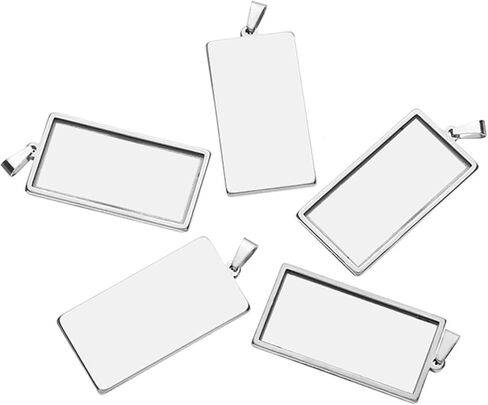 30pcs Rectangle Cabochons 10x25mm Pendant Blank Base Settings Necklace Bezel Trays for Jewelry DIY Making in Kuwait