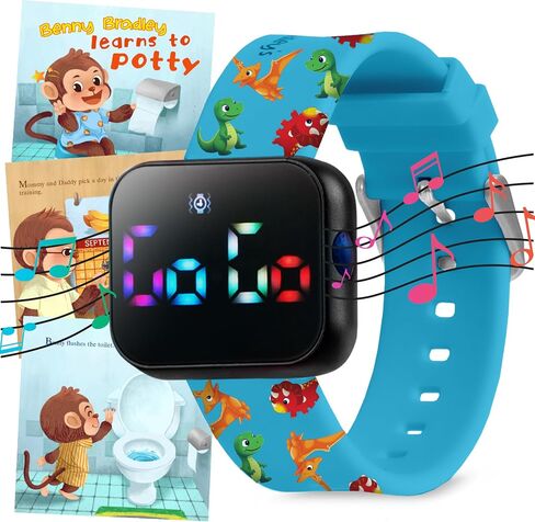 Potty Training Watch for Kids V2 – A Water Resistant Potty Reminder Device for Boys & Girls to Train Your Toddler with Fun/Musical & Vibration Interval Reminder with Potty Training eBook (Trains) in Kuwait