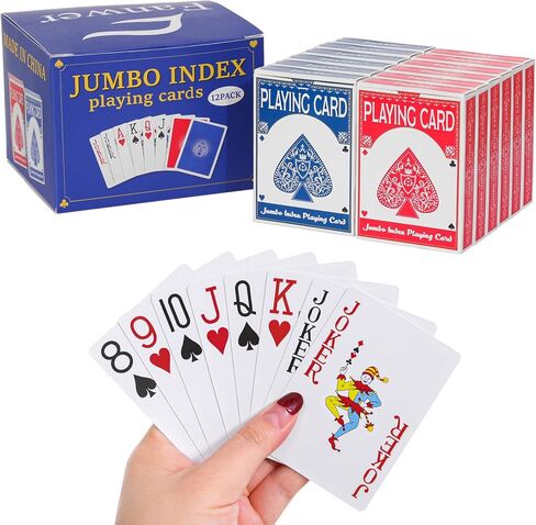 Fanwer Playing Cards Large Print for Adults - 2 Pack, Large Print Playing Cards for Seniors, Vision Impaired, Low Vision Crowd, for Blackjack, Euchre, Canasta Card Game in Saudi Arabia