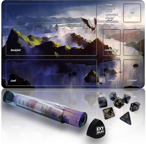 MTG Playmat TCG Playmat PTCG Playmat DND Playmat-Includes Storage Tube and 7 Dice-Experience Top-Tier Quality and Edge-Locking Design–Waterproof and Non-Slip Gaming Mat! (Style4) in Saudi Arabia