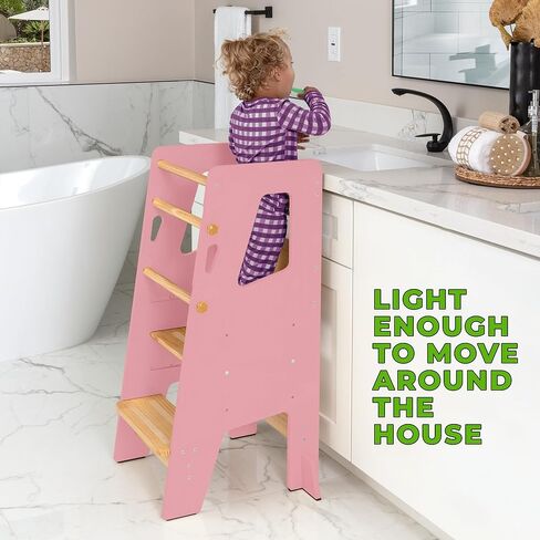 برج واقف للأطفال الصغار - مقعد مونتيسوري آمن للأطفال الصغار، برج مثالي لتعلم مهارات جديدة - مساعد مثالي للأطفال الصغار في المطبخ - أبيض in Kuwait