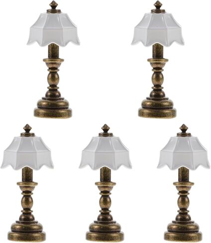 GANAZONO 2pcs Dollhouse Bedside lamp Dollhouse lampost Dollhouse lamp Decor Mini House Light Model 1 12 Scale Dollhouse Desk lamp LED Mini Lighting Bedside Table lamp Delicate ob11 Iron in Saudi Arabia
