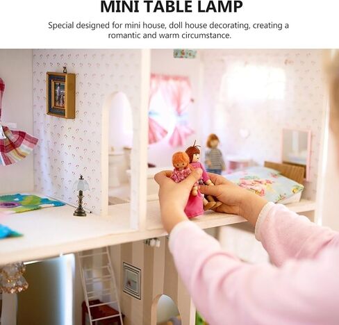 GANAZONO 2pcs Dollhouse Bedside lamp Dollhouse lampost Dollhouse lamp Decor Mini House Light Model 1 12 Scale Dollhouse Desk lamp LED Mini Lighting Bedside Table lamp Delicate ob11 Iron in Saudi Arabia