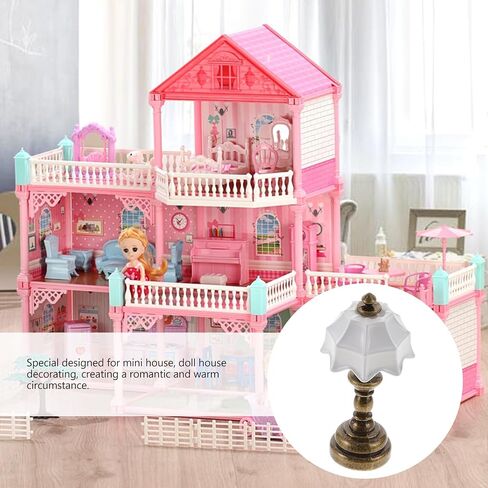 GANAZONO 2pcs Dollhouse Bedside lamp Dollhouse lampost Dollhouse lamp Decor Mini House Light Model 1 12 Scale Dollhouse Desk lamp LED Mini Lighting Bedside Table lamp Delicate ob11 Iron in Saudi Arabia
