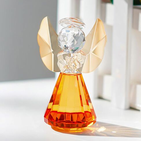 HDCRYSTALGIFTS كريستال جارديان الملاك تمثال فن الزجاج تماثيل الملاك هدايا للنساء طاولة المنزل وزن الورق الديكور زخرفة تحصيل، واضح in Kuwait