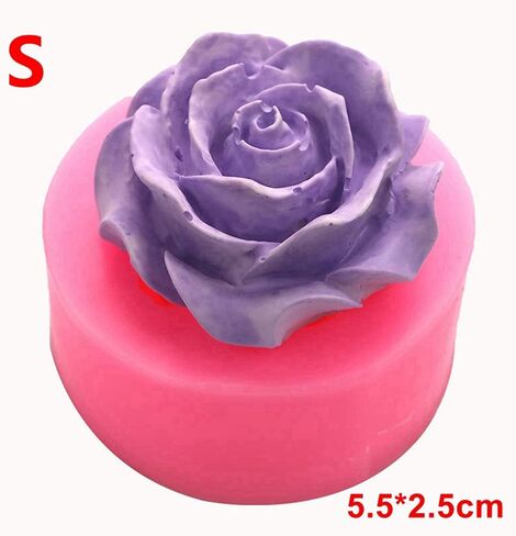 Rose Flower Candle Silicone Mold Fondant Soap 3D Cake Mold Cupcake Jelly Candy Chocolate Decoration Baking Tool Moulds (1.68 * 1.68 * 0.4inch) in Kuwait