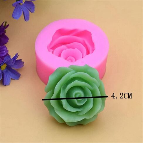 Rose Flower Candle Silicone Mold Fondant Soap 3D Cake Mold Cupcake Jelly Candy Chocolate Decoration Baking Tool Moulds (1.68 * 1.68 * 0.4inch) in Kuwait