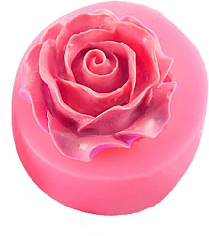 Rose Flower Candle Silicone Mold Fondant Soap 3D Cake Mold Cupcake Jelly Candy Chocolate Decoration Baking Tool Moulds (1.68 * 1.68 * 0.4inch) in Kuwait