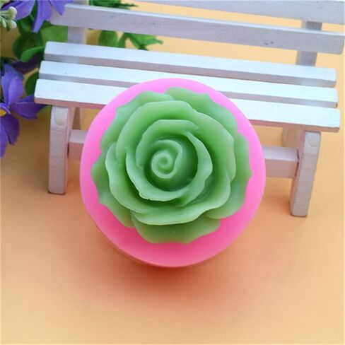 Rose Flower Candle Silicone Mold Fondant Soap 3D Cake Mold Cupcake Jelly Candy Chocolate Decoration Baking Tool Moulds (1.68 * 1.68 * 0.4inch) in Kuwait