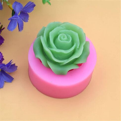 Rose Flower Candle Silicone Mold Fondant Soap 3D Cake Mold Cupcake Jelly Candy Chocolate Decoration Baking Tool Moulds (1.68 * 1.68 * 0.4inch) in Kuwait
